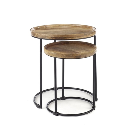 Round solid wood nest - , of
