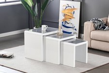 Nest of 3 Tables Grey Tempered